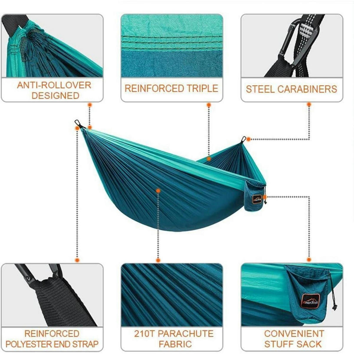 HÄNGEMATTE Nylon Blau&Dunkelblau 280 x 140 cm - Multicolor, Textil (140/2.5/280cm)
