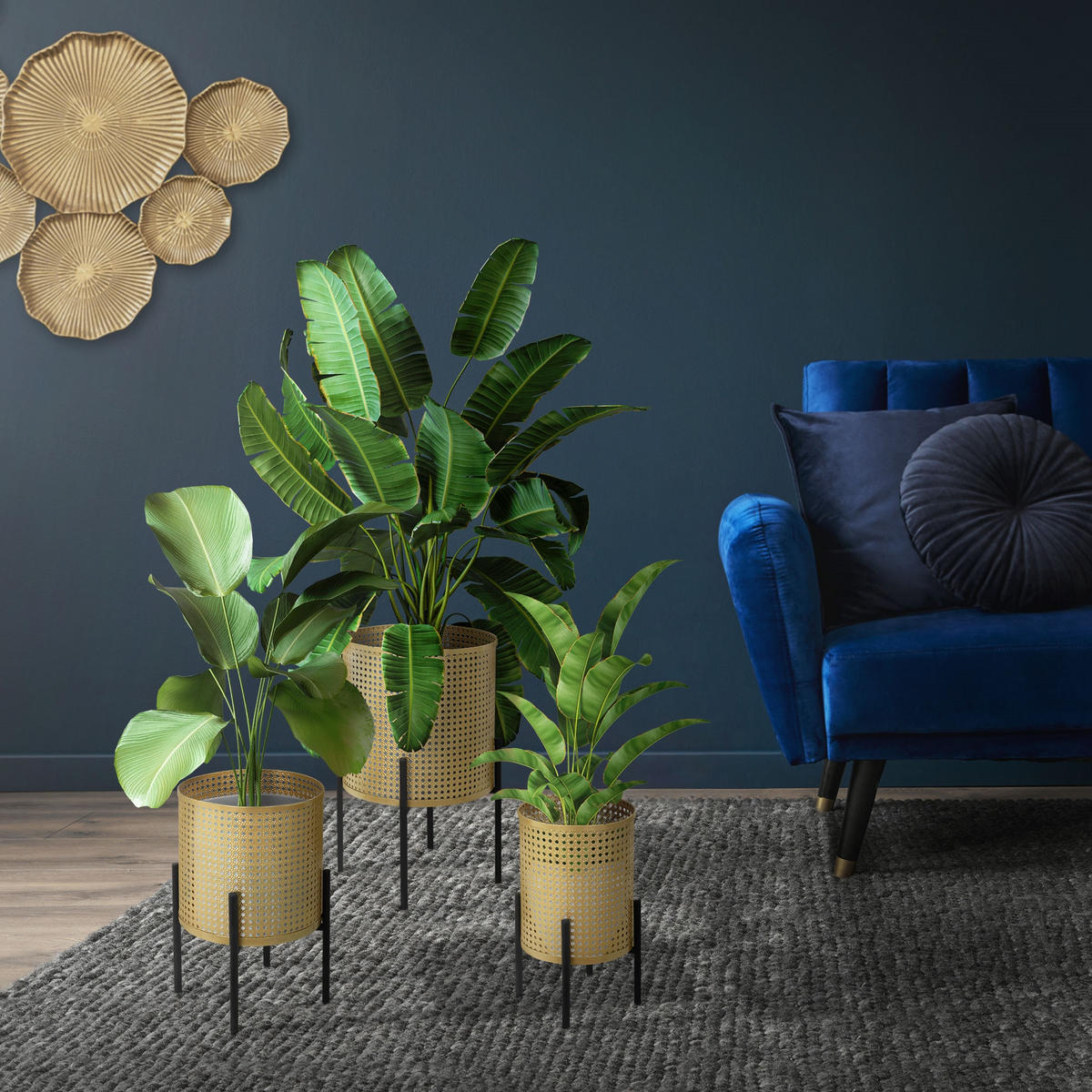 BLUMENSTÄNDER 3er Set - Goldfarben, Metall (30/30/50.5cm) - ML-DESIGN