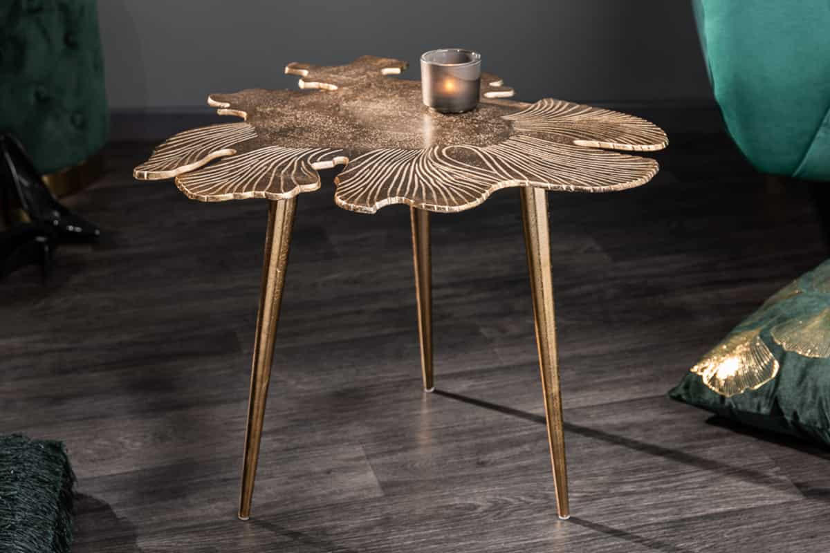 COUCHTISCH ABSTRACT LEAF rechteckig Gold 57cm - Goldfarben/Braun, Metall (50/57/42cm) - riess-ambiente