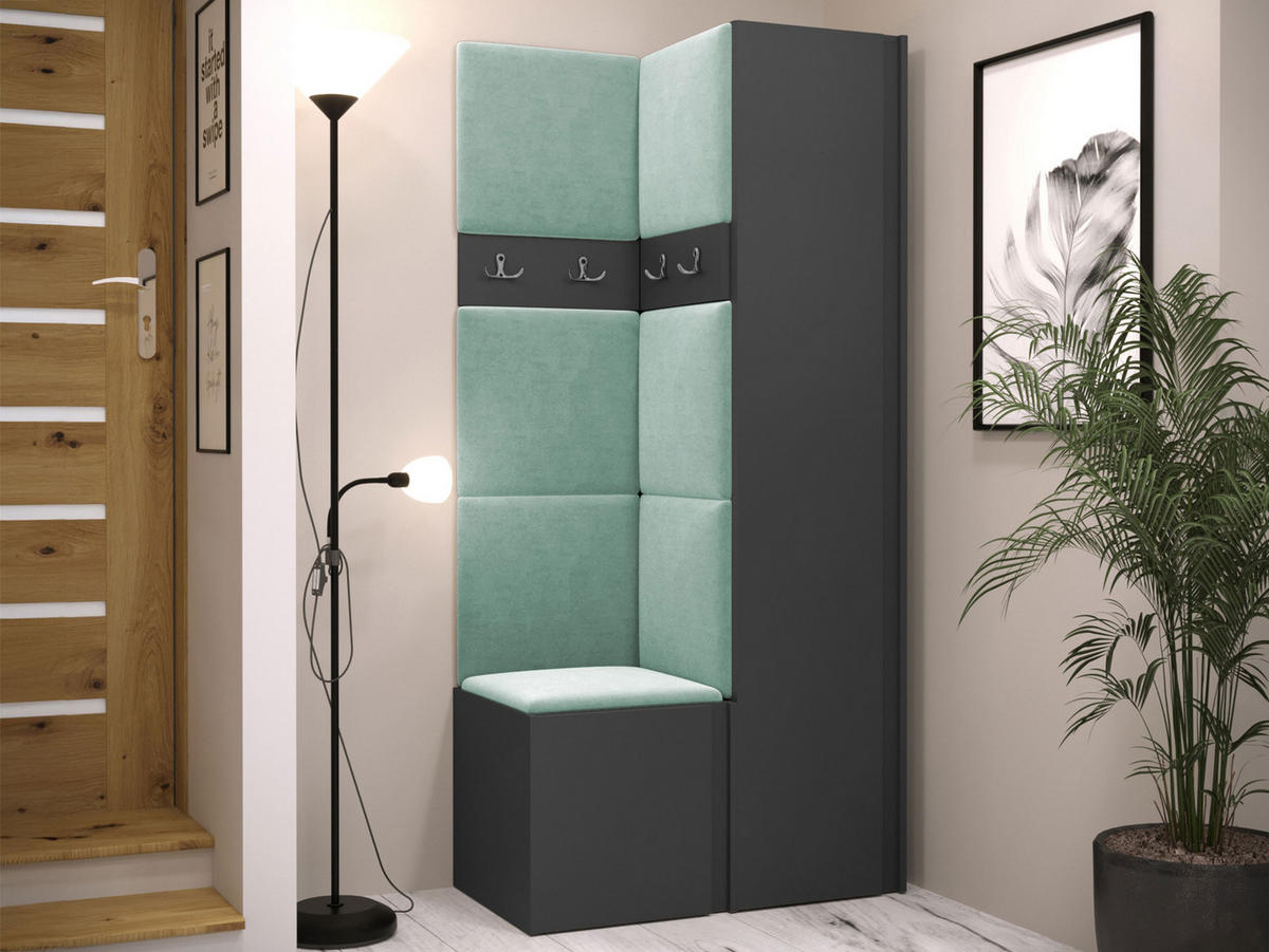 GARDEROBEN-SET Orion XXIV - Graphitfarben/Mintgrün, Holzwerkstoff/Kunststoff (82/186/46cm) - MIRJAN24