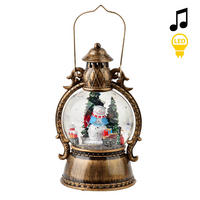 WEIHNACHTSLATERNE Santa Lila Gold Led-Musikfunktion - Braun, Kunststoff (13/22/13cm) - Mondex