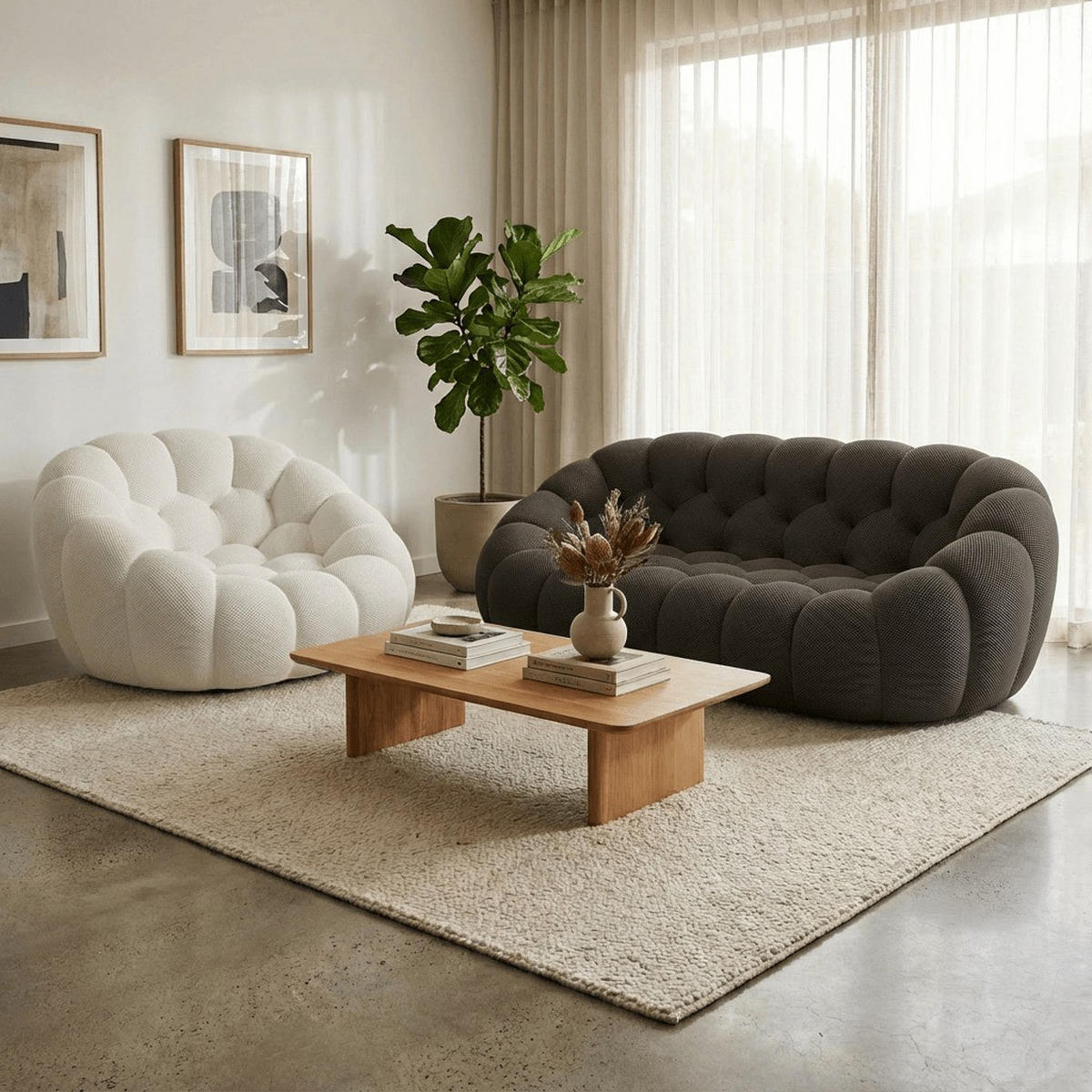 SITZGARNITUR Cocoon Sofa und Sessel Schokolade und Weiß - Braun/Weiß, Textil (190/75/113cm) - COCO Living
