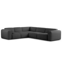 ECKSOFA mit Rundecke - Anthrazit/Schwarz, Kunststoff/Textil (325/260cm) - home24