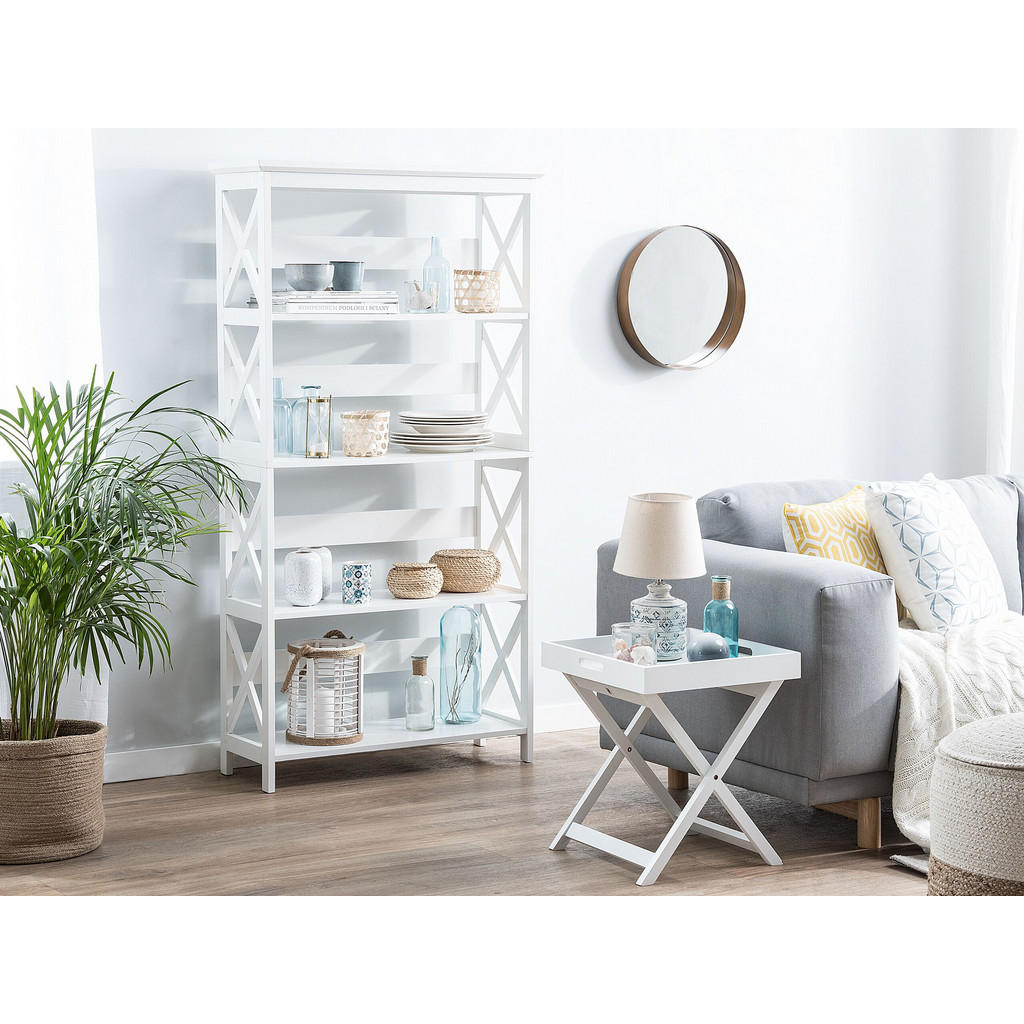 Thumbnail - Beliani Regal, Weiß, Holzwerkstoff, 4 Fächer, 80x152x30 cm, Wohnzimmer, ,
