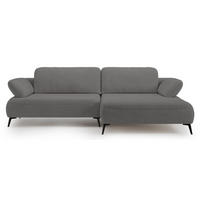 ECKSOFA Avolla Grau rechts - Schwarz/Grau, Textil/Metall (186/284cm) - Selsey