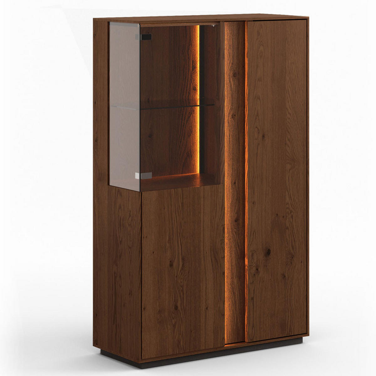 VITRINE Collodi Wildeiche Tabak 85 / 37 / 140cm - Wildeiche, Holz (85/140/37cm) - Feldmann-Wohnen