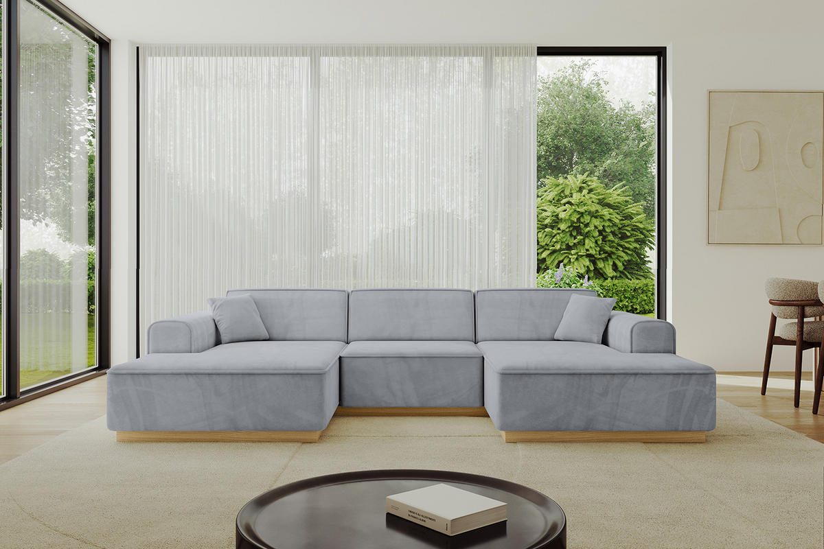 WOHNLANDSCHAFT IREA-U1-v2 - 297x165x81 cm Grau - Grau, Holzwerkstoff/Textil (297/81/165cm) - ALTDECOR