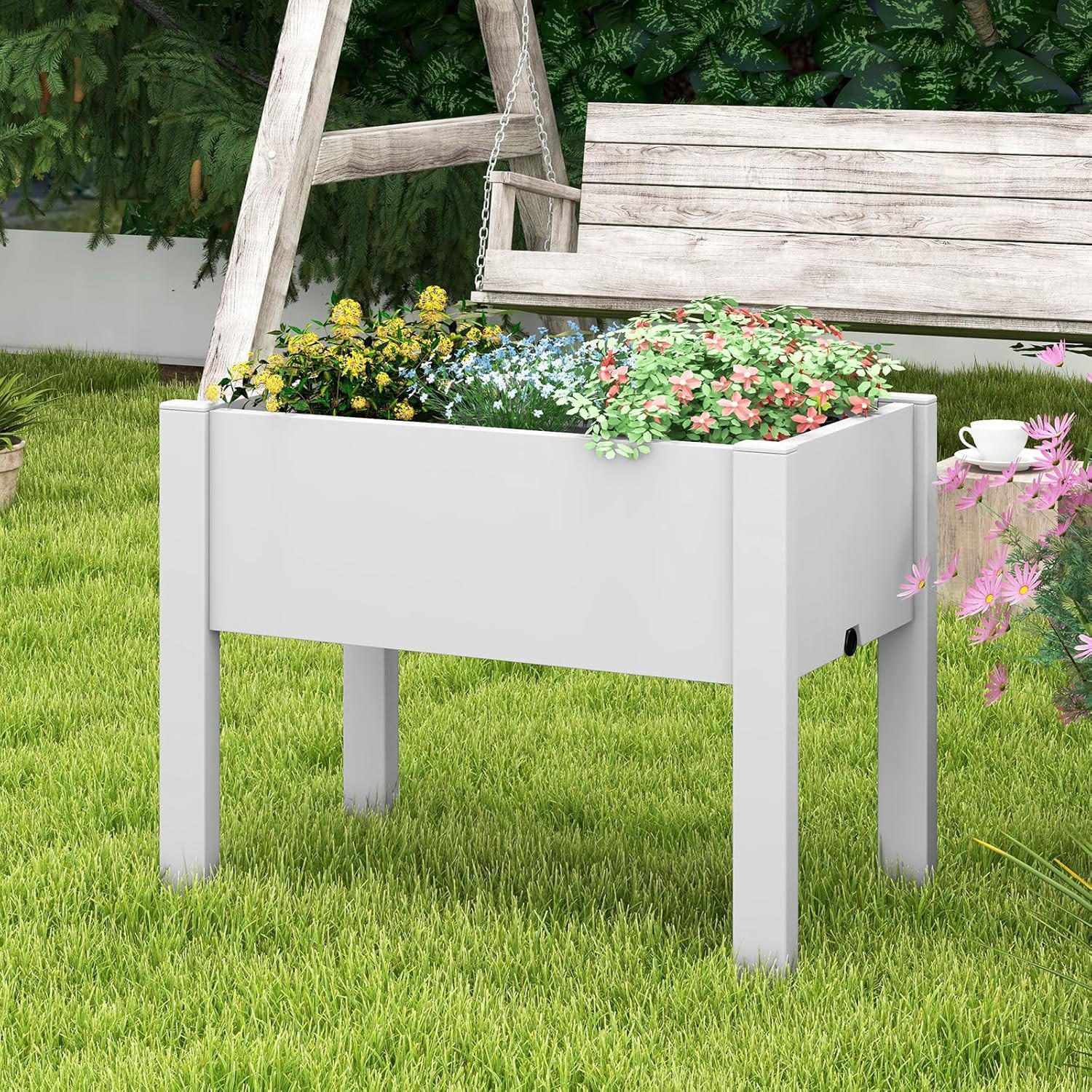 HOCHBEET Weiß - Weiß, Kunststoff (45/61/76cm) - COSTWAY
