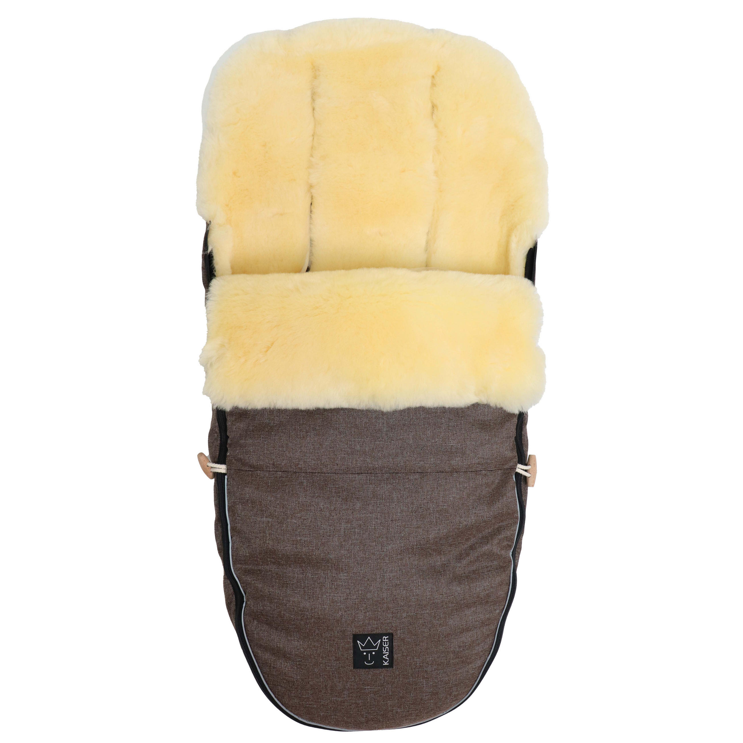 LAMMFELL-FUSSSACK Love the Nature, brown melange - Mokka, Fell (44/95cm) - Kaiserbaby