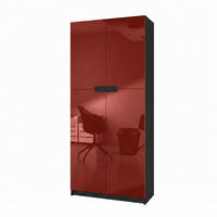 BÜROSCHRANK Logan Fronten in Bordeaux Hochglanz - Bordeaux, Holzwerkstoff (82/184/37cm) - Vladon