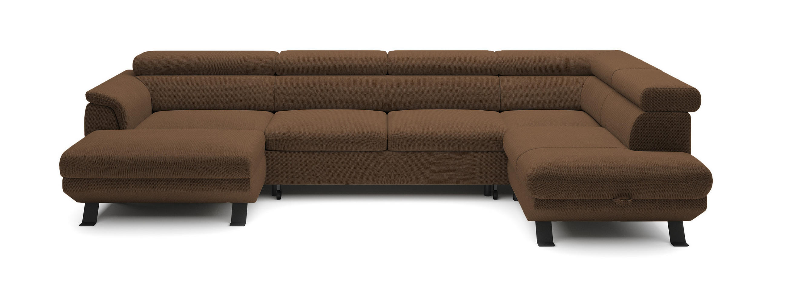 ECKSCHLAFSOFA Raven XL, Verstellbaren Kopfstützen, Bettkasten, Großes Sofa 334x198x162cm Rechte, Rost - Rostfarben, Holz/Textil (334/198cm) - DomoHome