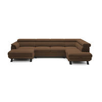 ECKSCHLAFSOFA Raven XL, Verstellbaren Kopfstützen, Bettkasten, Großes Sofa 334x198x162cm Rechte, Rost - Rostfarben, Holz/Textil (334/198cm) - DomoHome