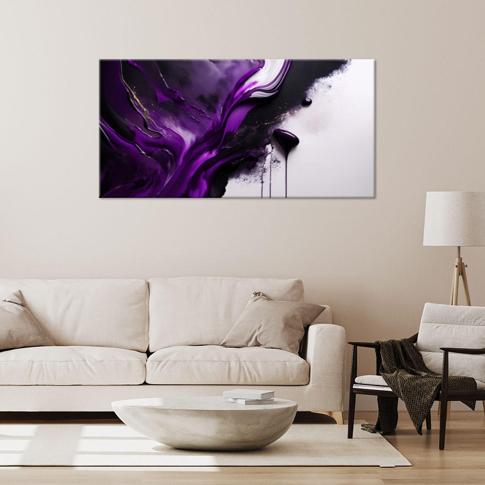 BILD auf Leinwand Lila Modern Abstrakt 80x40cm - Lila, Textil (80/40cm) - Feeby