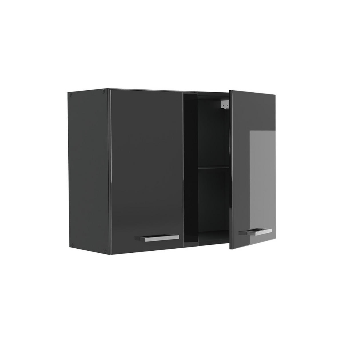 KÜCHENGLASSCHRANK R-Line, Anthrazit Hochglanz/Anthrazit, 80 cm - Anthrazit, Holzwerkstoff (80/60/31cm) - Vicco