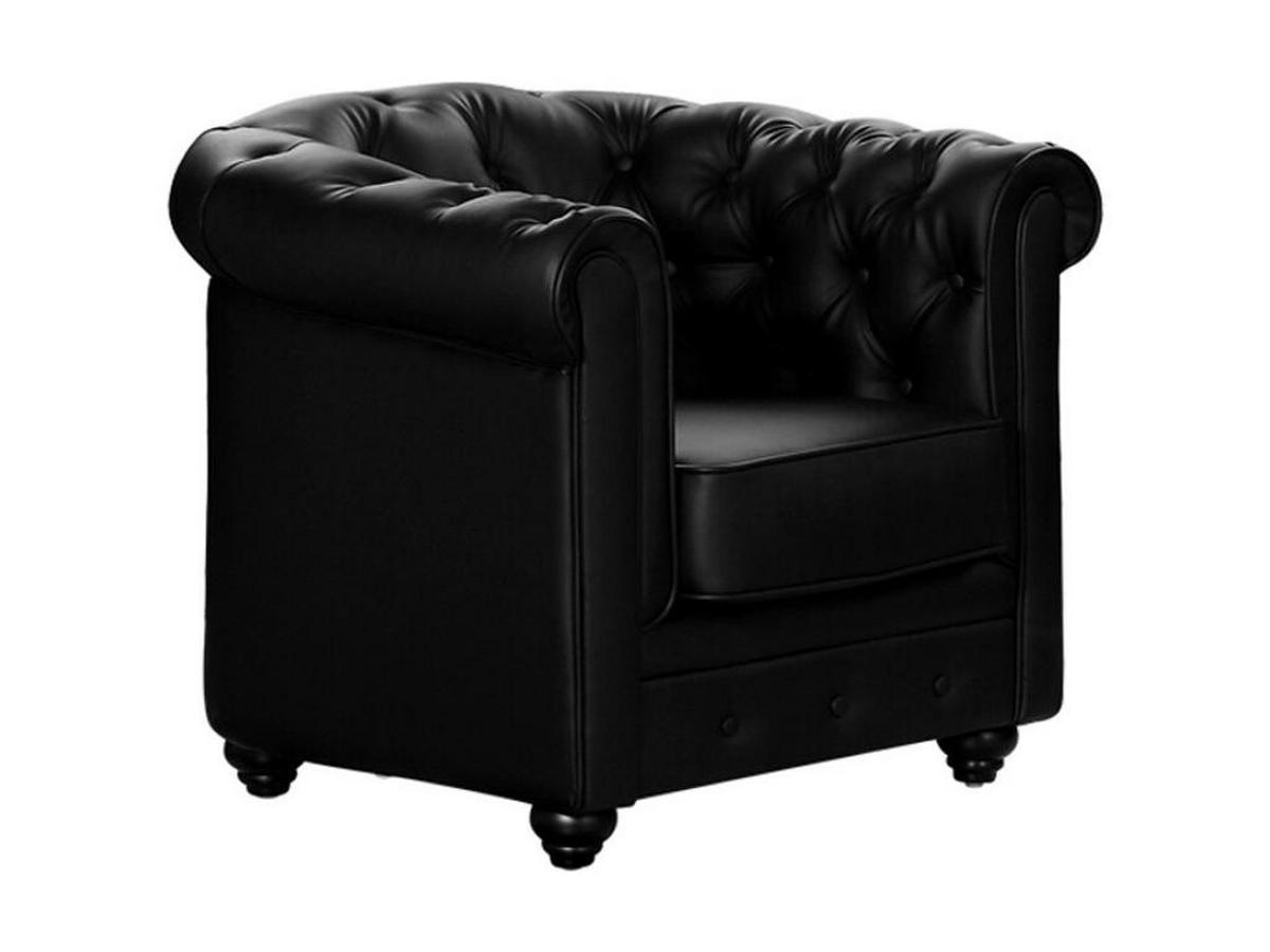 SESSEL 2er-Set - Kunstleder - Schwarz - CHESTERFIELD - Schwarz, Leder (78/72/82cm) - Vente-Unique