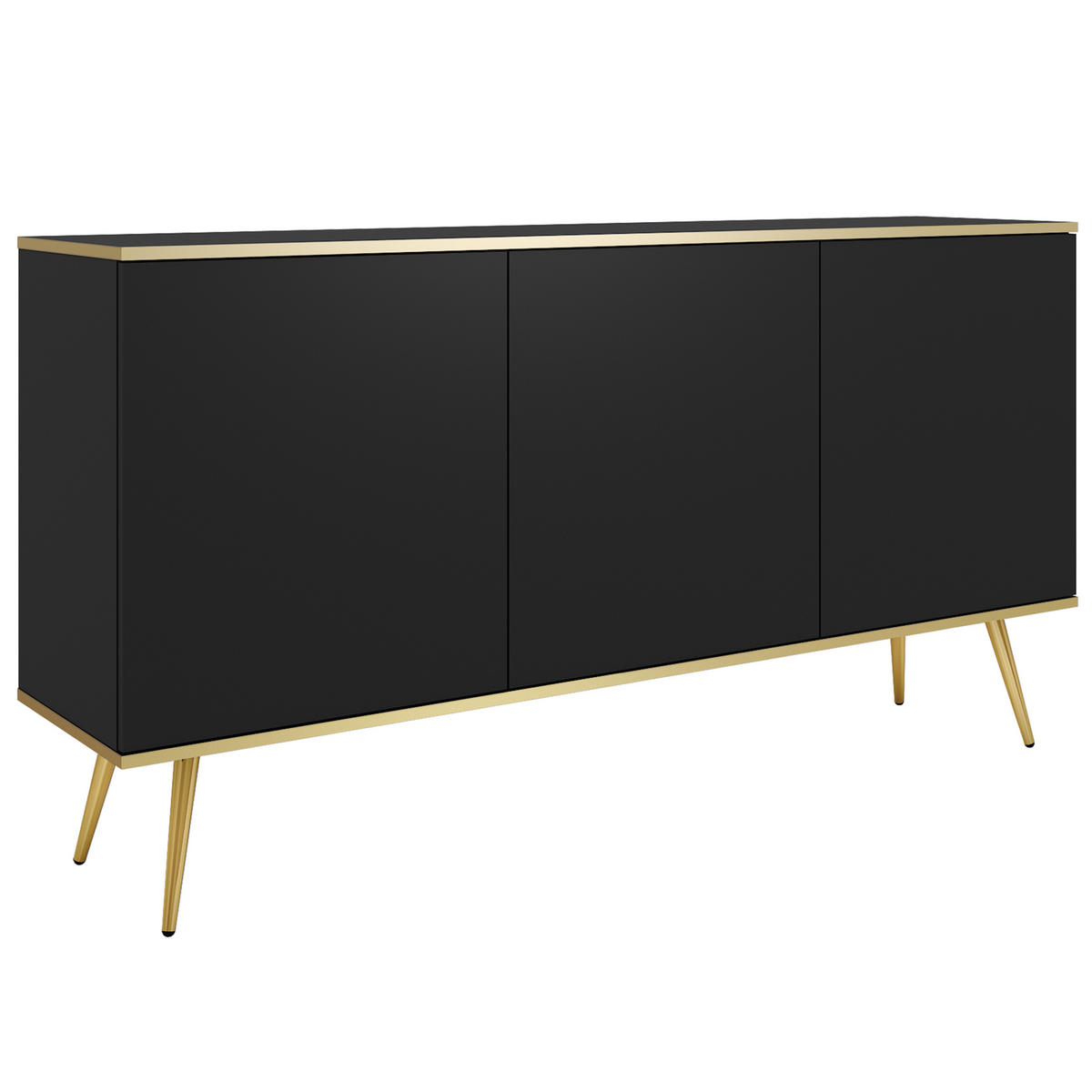SIDEBOARD VENEZIA 160/85/39cm 3 Türen Schwarz - Schwarz, Holzwerkstoff (160/85/39cm) - MASSENO