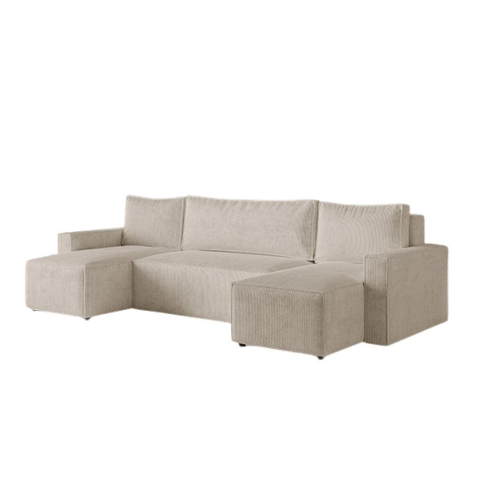 ECKSOFA LIVIO U mit Schlaffunktion und Bettkasten – Moderne Wohnlandschaft in U-Form (POSO 100) - Cappuccino, Holz (300/90/142cm) - Dekori_Interiors