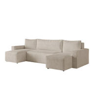 ECKSOFA LIVIO U mit Schlaffunktion und Bettkasten – Moderne Wohnlandschaft in U-Form (POSO 100) - Cappuccino, Holz (300/90/142cm) - Dekori_Interiors