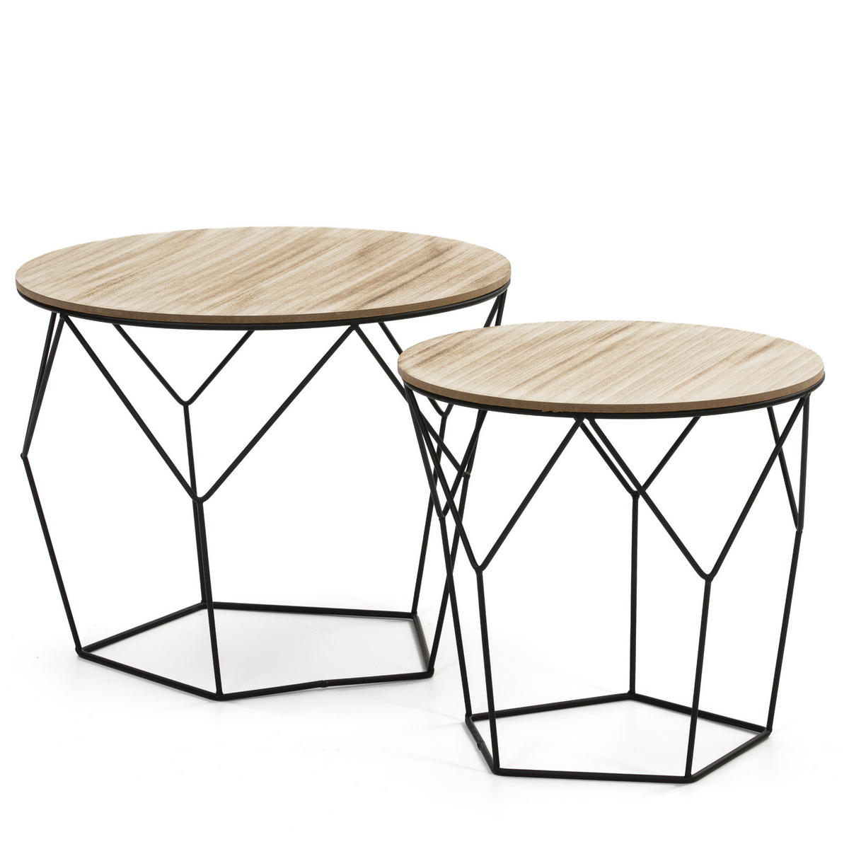 COUCH-/BEISTELLTISCH-SET Tokio schwarzes Metall - Schwarz, Holzwerkstoff (40/50/50cm) - VS Venta-stock
