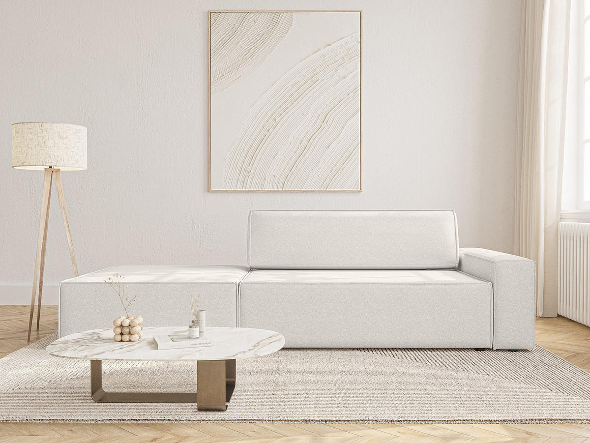 SCHLAFSOFA Lummo Si mit Schlaffunktion, Cremeweiß - Weiß, Textil (263/70/100cm) - Fedve