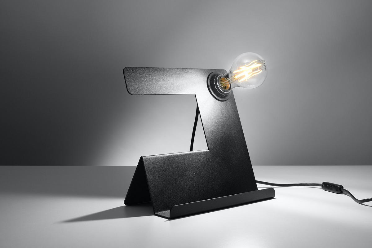 TISCHLEUCHTE Stahl Schwarz - Schwarz, Metall (17/25/24cm) - Sollux Lighting