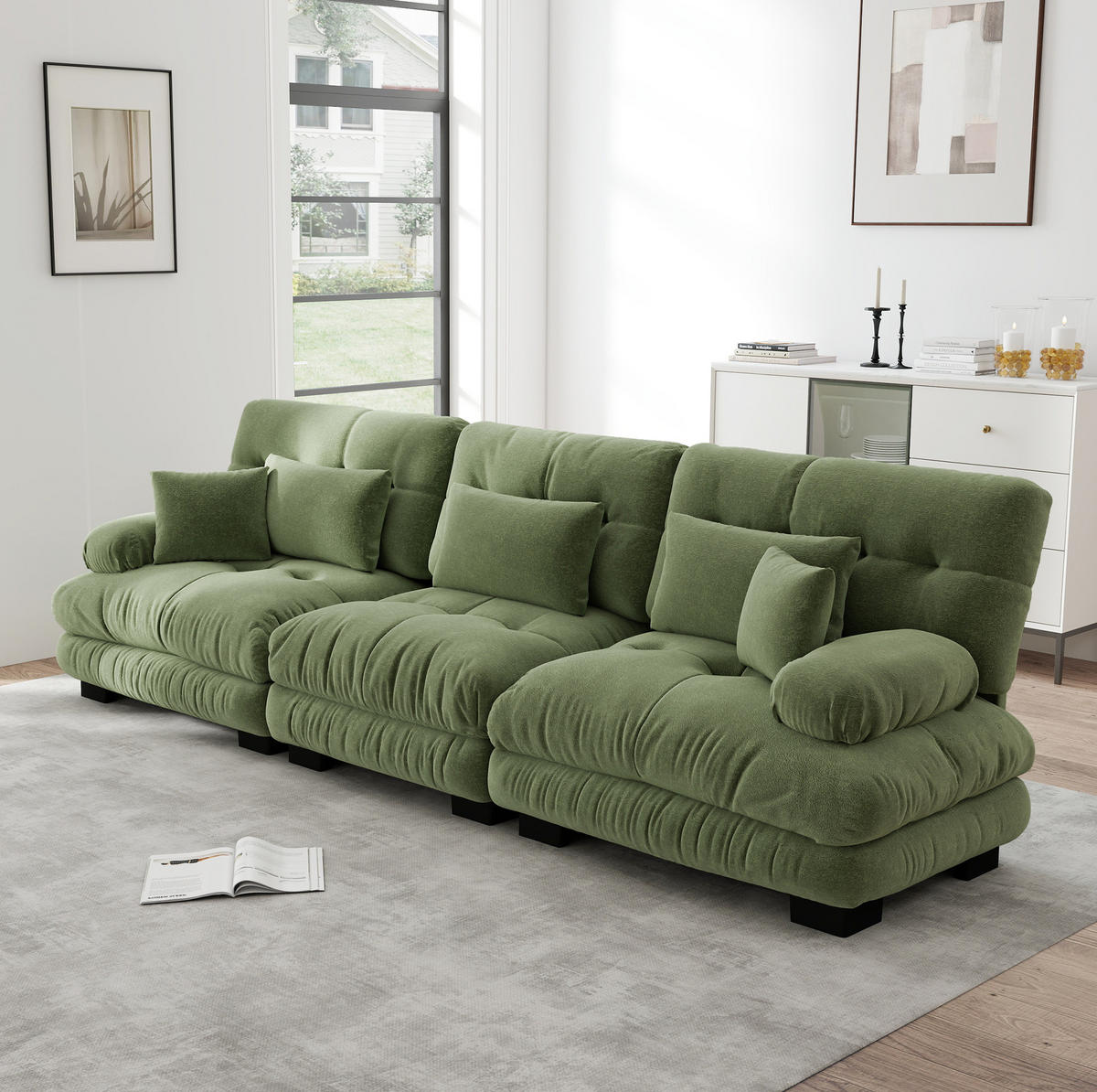 SOFA modular Chenille Grün - Grün, Kunststoff (77/81/313cm) - Meubliv