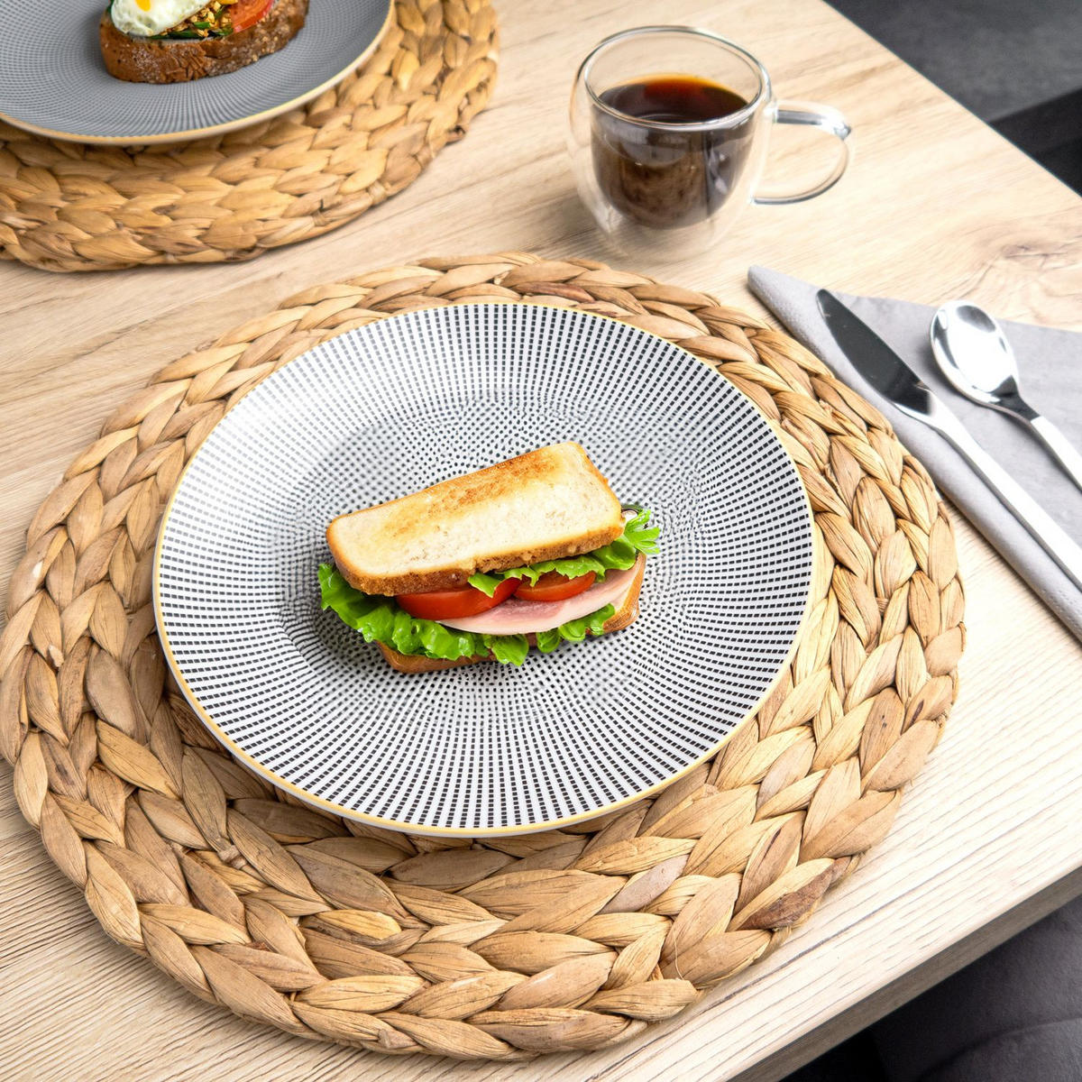 PLATZSET Untersetzer 30 cm - Naturfarben, Naturmaterialien (30/30/7cm) - Intirilife