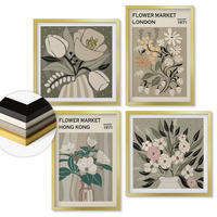 WANDBILDER 4er Set - 50x50 cm & 40x60 cm Goldrahmen - Blumenillustrationen London Hongkong - Goldfarben, Kunststoff (50/50cm) - ArtPrintCave