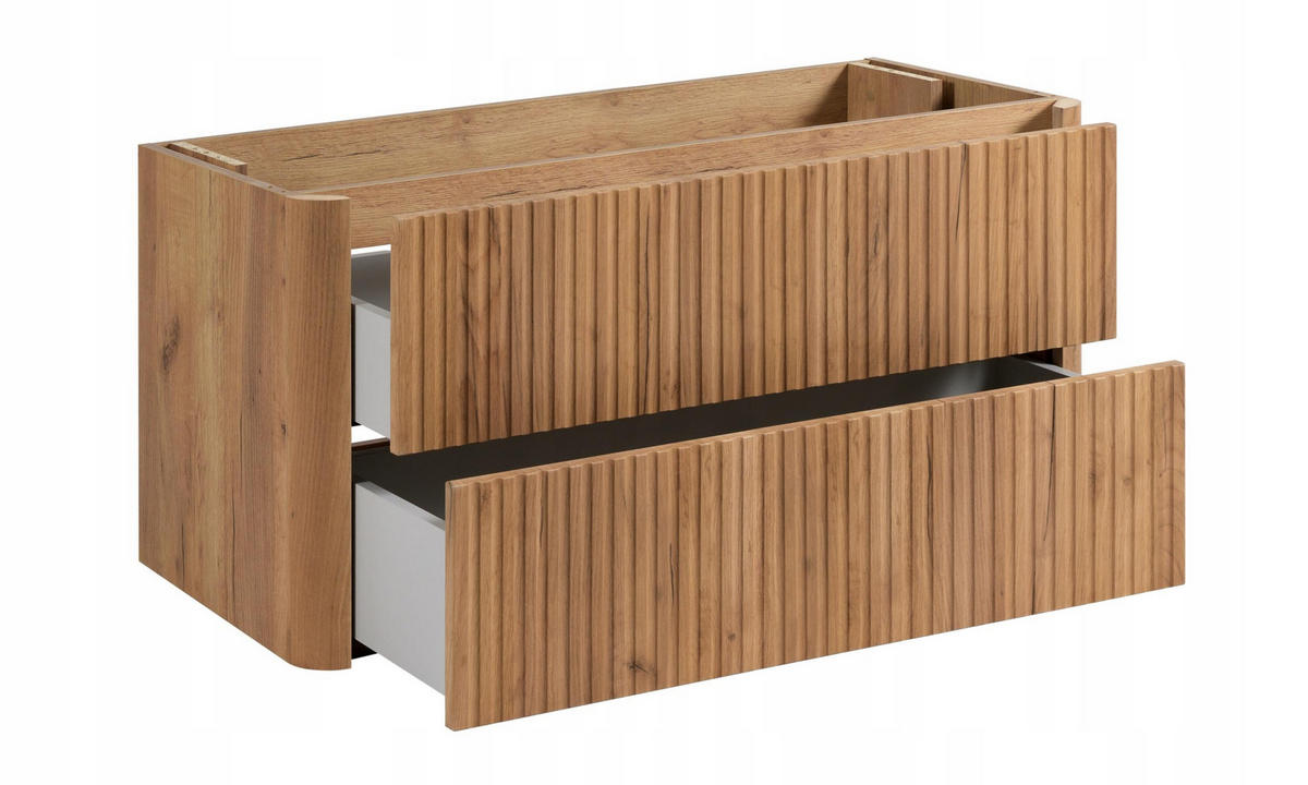 WASCHBECKENUNTERSCHRANK LINEA hängend geriffelt Eiche dunkelbraun 100/48/44 cm - Braun, Holzwerkstoff (100/48.4/43.7cm) - Rodan