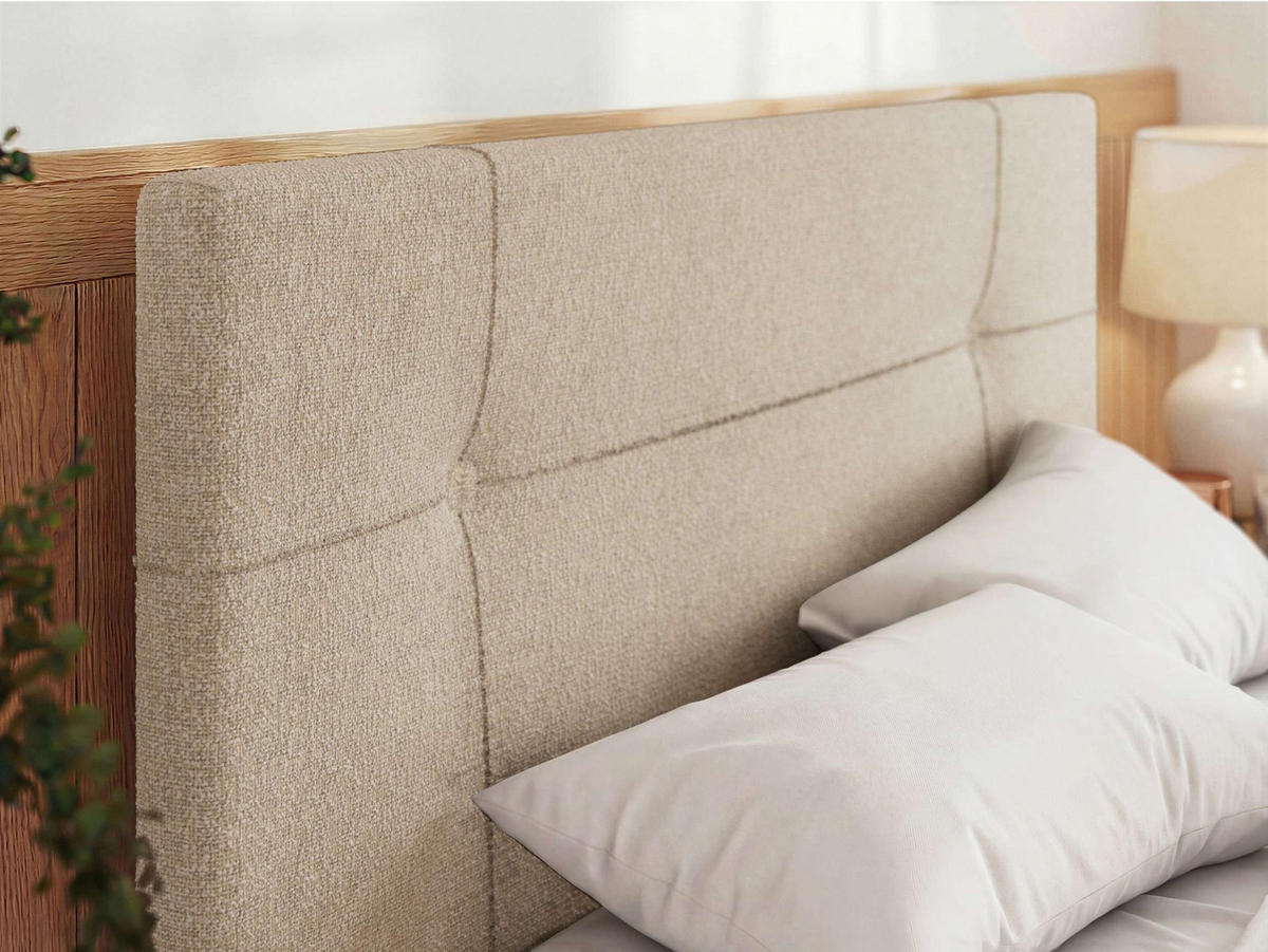ČALÚNENÁ POSTEĽ CALERIO CLASSIC 200/200 - Krémová Štruktúrovaná látka - Matrac Multipocket - čierna/krémová, textil/plast (200/200cm) - MKS