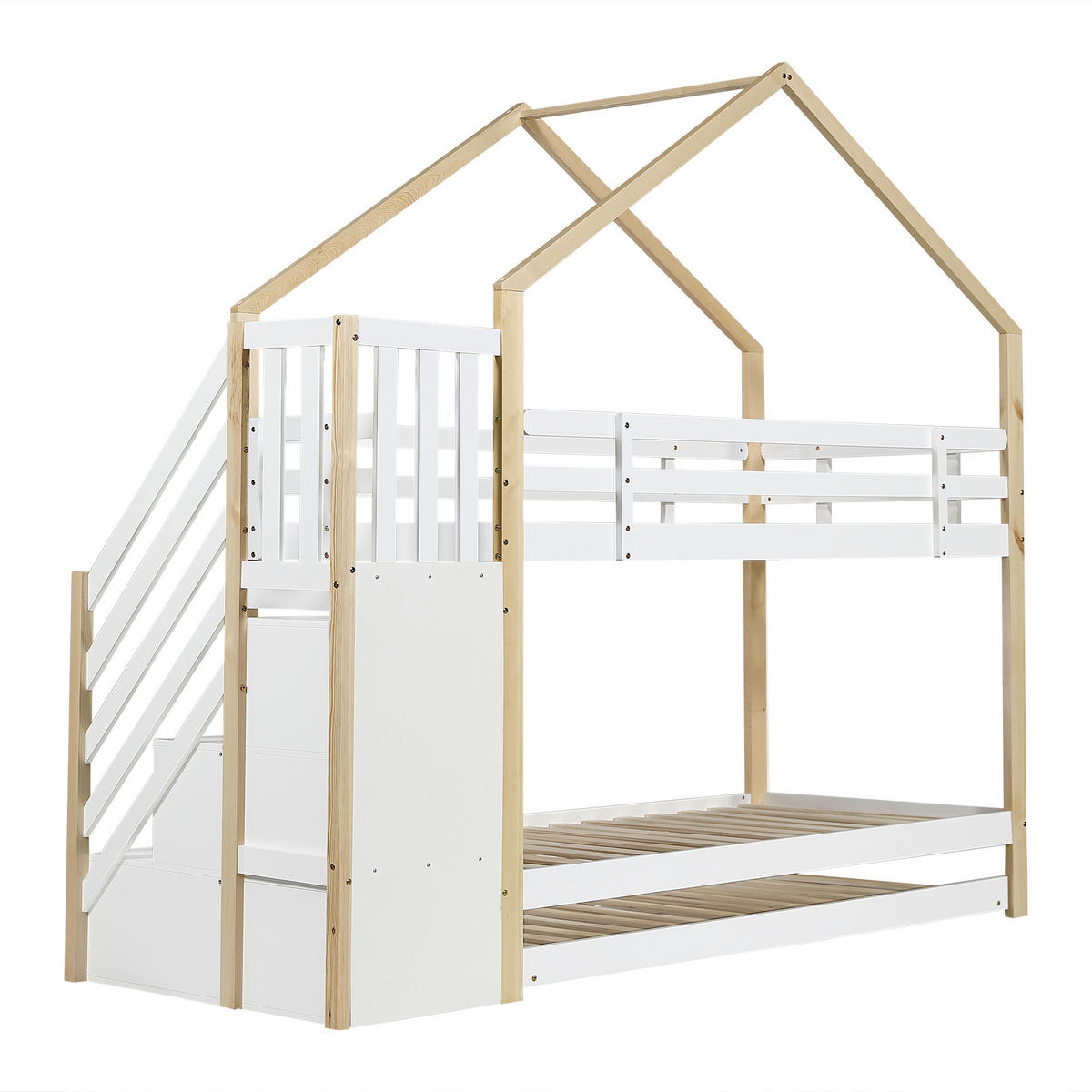 ETAGENBETT Baumhausdesign Natur/Weiß - Naturfarben, Holz (90/200cm) - ComfortXL