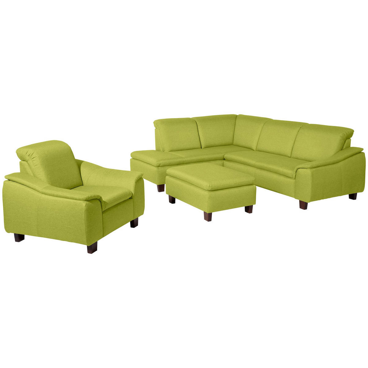 ECKSOFA mit Ottomane links Kaylil Flachgewebe apfel - Apfelbaumfarben, Kunststoff (187/247cm) - 58aufmkessel