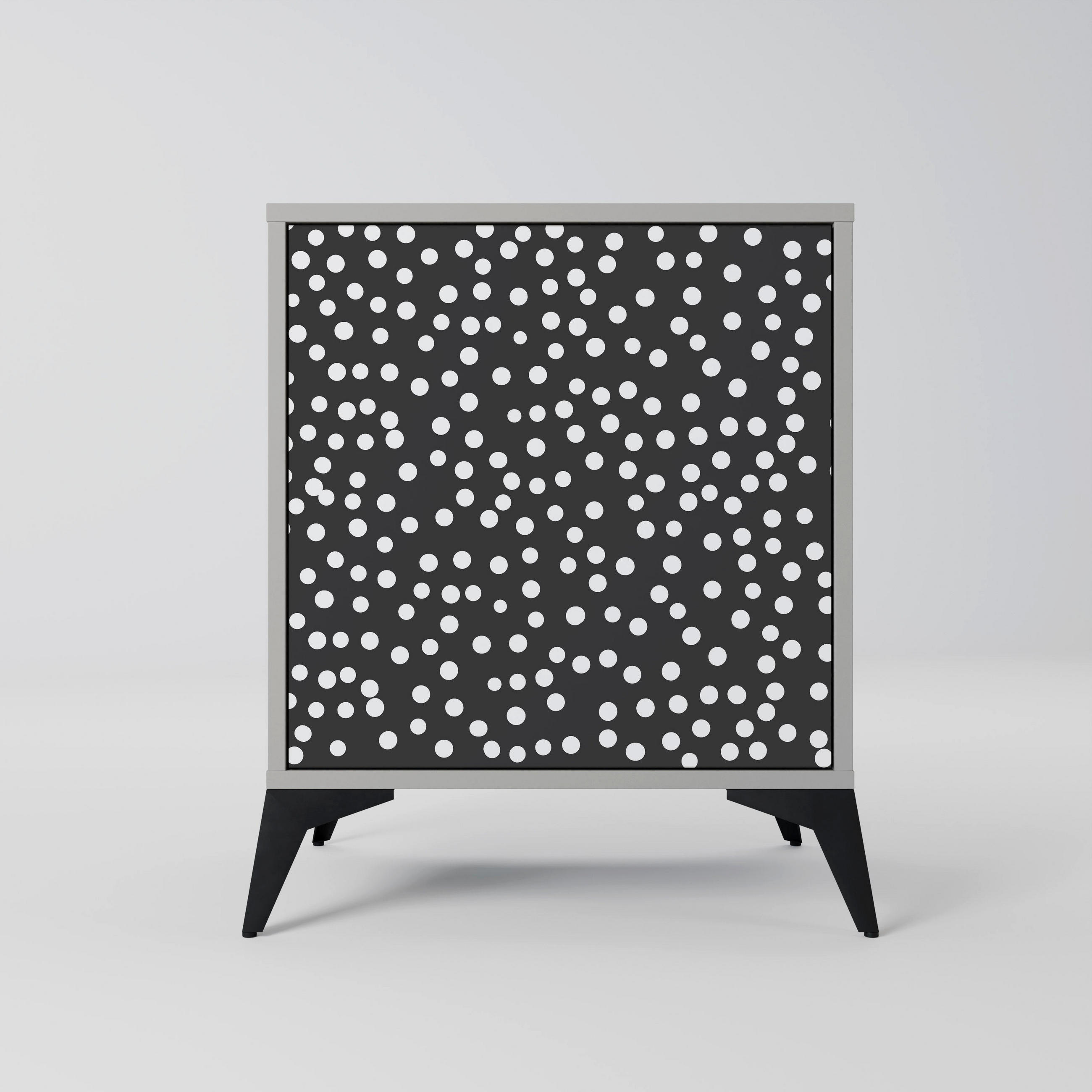 SIDEBOARD BLINDING LIGHTS, Grau, 57,5x42x70,5 cm, Schwarze Metall-Sternfüße - Multicolor/Schwarz, Holzwerkstoff/Metall (57.5/70.5/42cm) - SpaceRebels