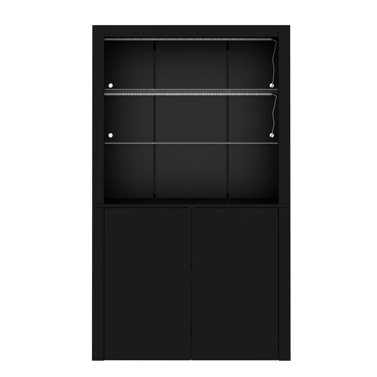 VITRINE 100/35/170 cm in Schwarz mit LED-Beleuchtung und Hochglanzfront - Schwarz, Holzwerkstoff (100/170/35cm) - Flora Grace