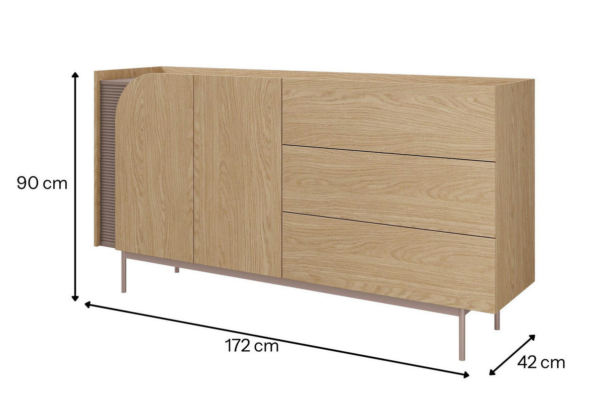 KOMMODE CARLO 06 172/90/42 cm in Frühlingseiche / Toffee - Eichefarben, Holzwerkstoff (172/90/42cm) - Deine Möbel 24