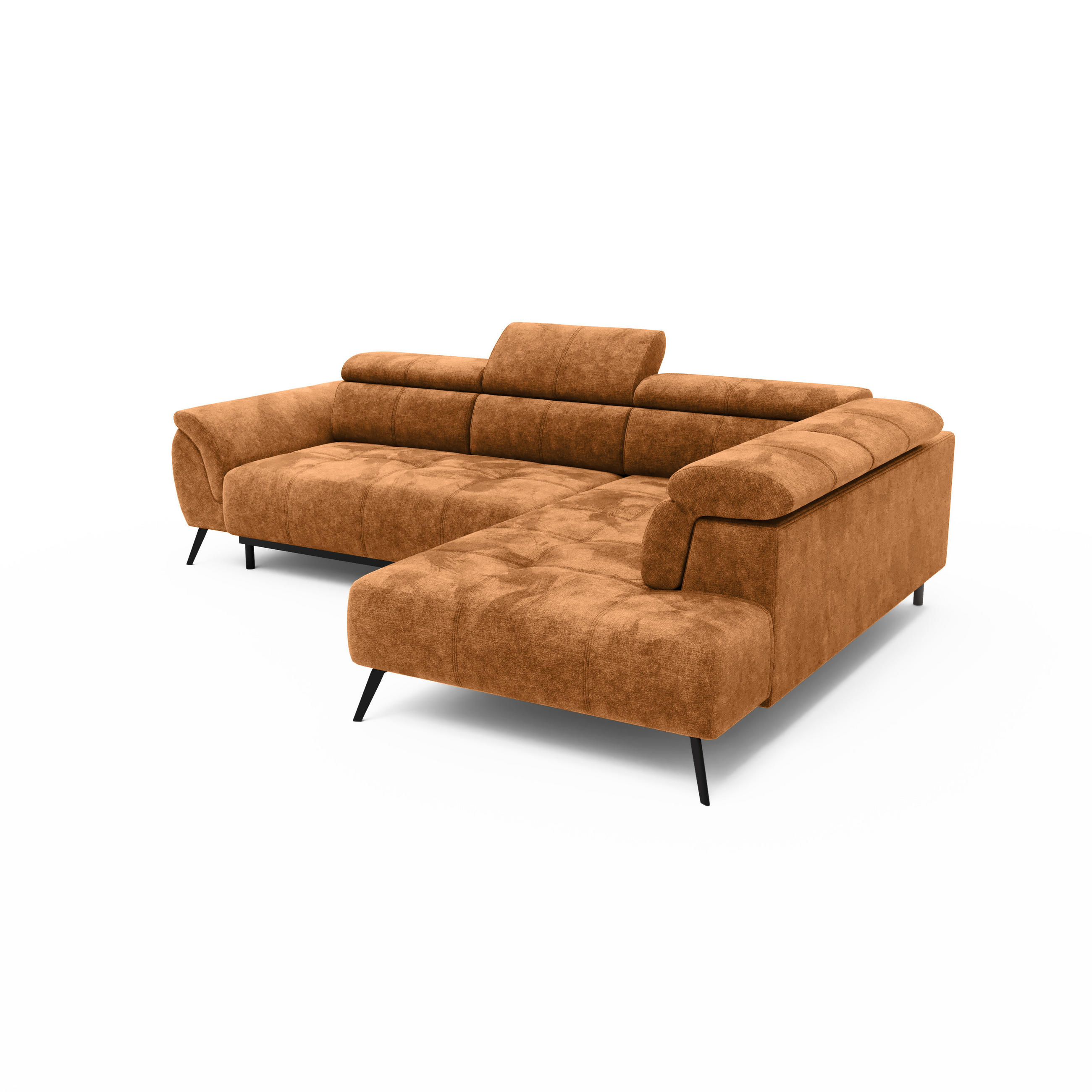 ECKSOFA Ottomane rechts Chenille 284x208x79 rostfarben VALENTINA - Rostfarben, Kunststoff (284/208cm) - Massivmoebel24
