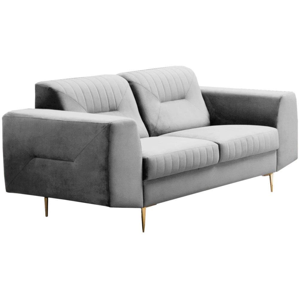 2-SITZER SOFA Venezia hellgrau mit goldenen Beinen - Goldfarben/Hellgrau, Textil (172/85/94cm) - Beautysofa