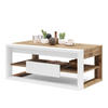 COUCHTISCH rechteckig Eiche Wotan Weiß aufklappbar - Eiche Wotan/Weiß, Holzwerkstoff (60/110/45cm) - designimpex