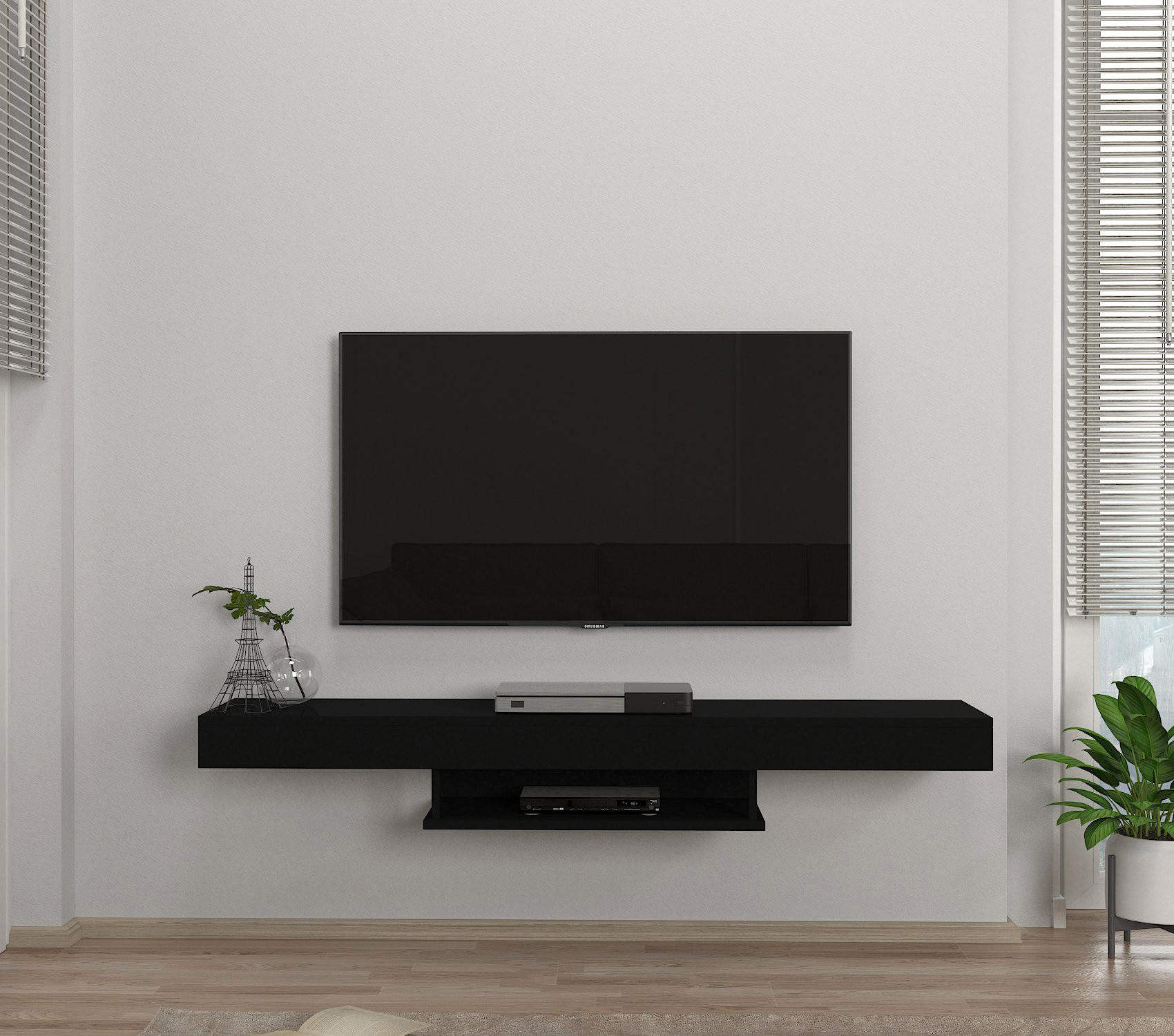 TV-LOWBOARD Hängend Alberes Schwarz - Schwarz, Holzwerkstoff (150/22/29.6cm) - moebel17