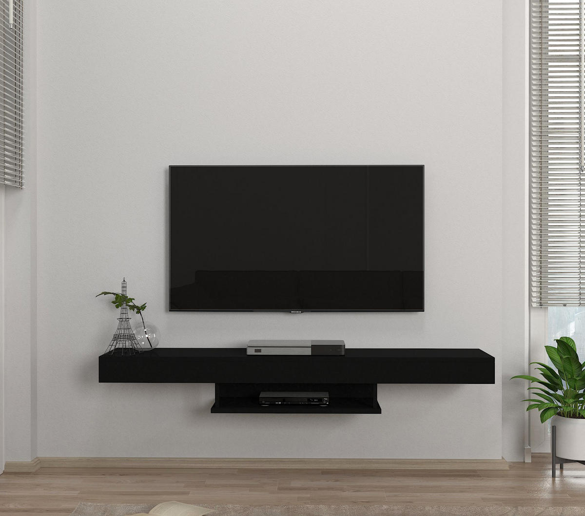 TV-LOWBOARD Hängend Alberes Schwarz - Schwarz, Holzwerkstoff (150/22/29.6cm) - moebel17