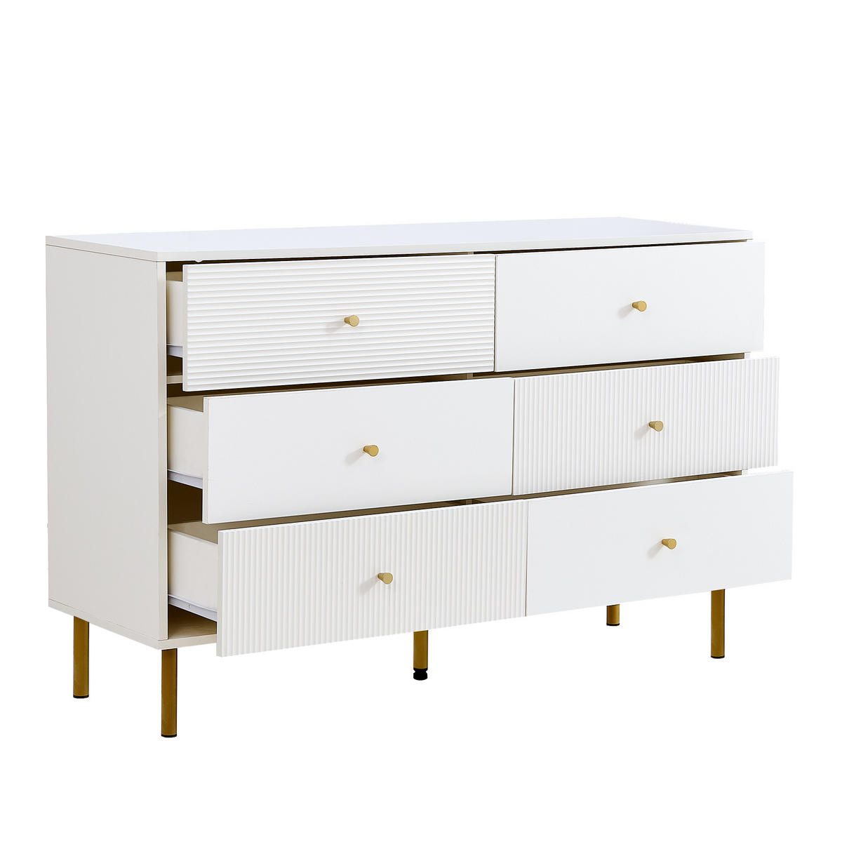 SIDEBOARD mit 6 Schubladen Elegante Kommode Weiß - Weiß, Holzwerkstoff (120/78/40cm) - Urban Meuble