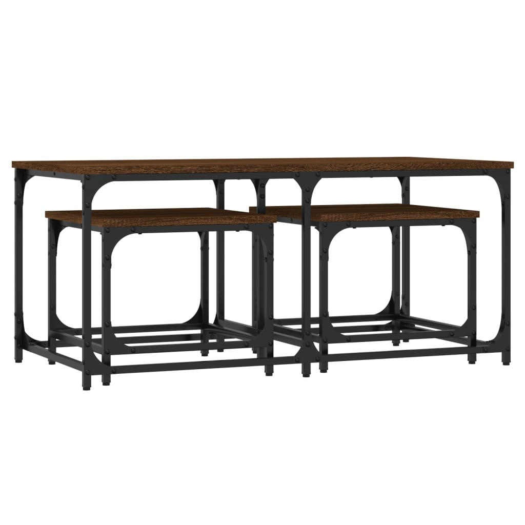 SATZTISCHE 3 Stk. Braun Eichen-Optik Holzwerkstoff - Braun, Holzwerkstoff (50/100/45cm) - furnicato