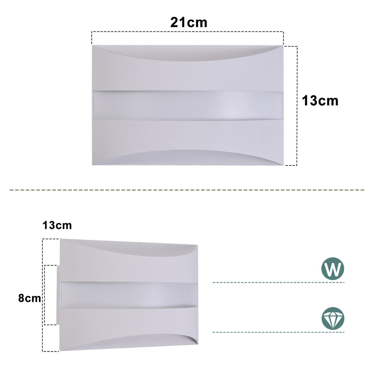 LED-WANDLEUCHTE Twinkling 21/13/8 cm - Weiß, Metall (13/8/21cm) - ZMH