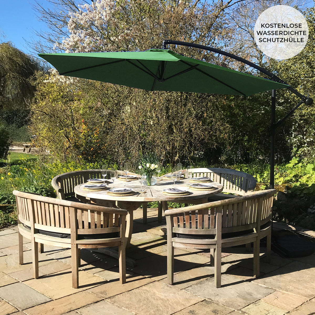 SONNENSCHIRM 3M -Grün - Grün, Textil/Metall (300/300cm) - Monstershop