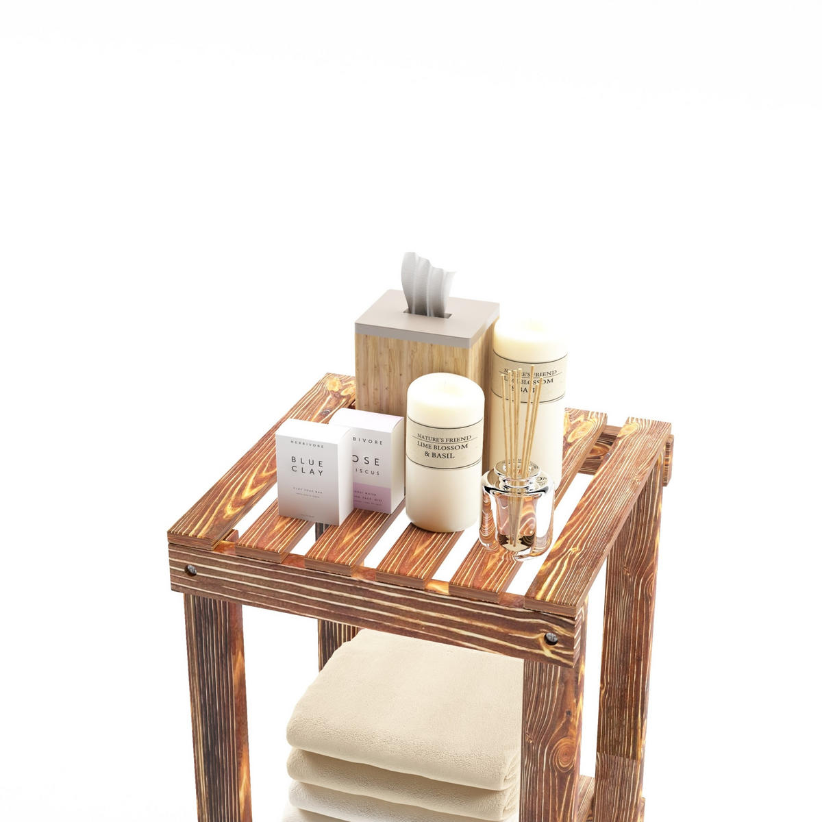 BADEZIMMERREGAL Kinnula - Dunkelbraun, Holz (30/50/30cm) - [en.casa]