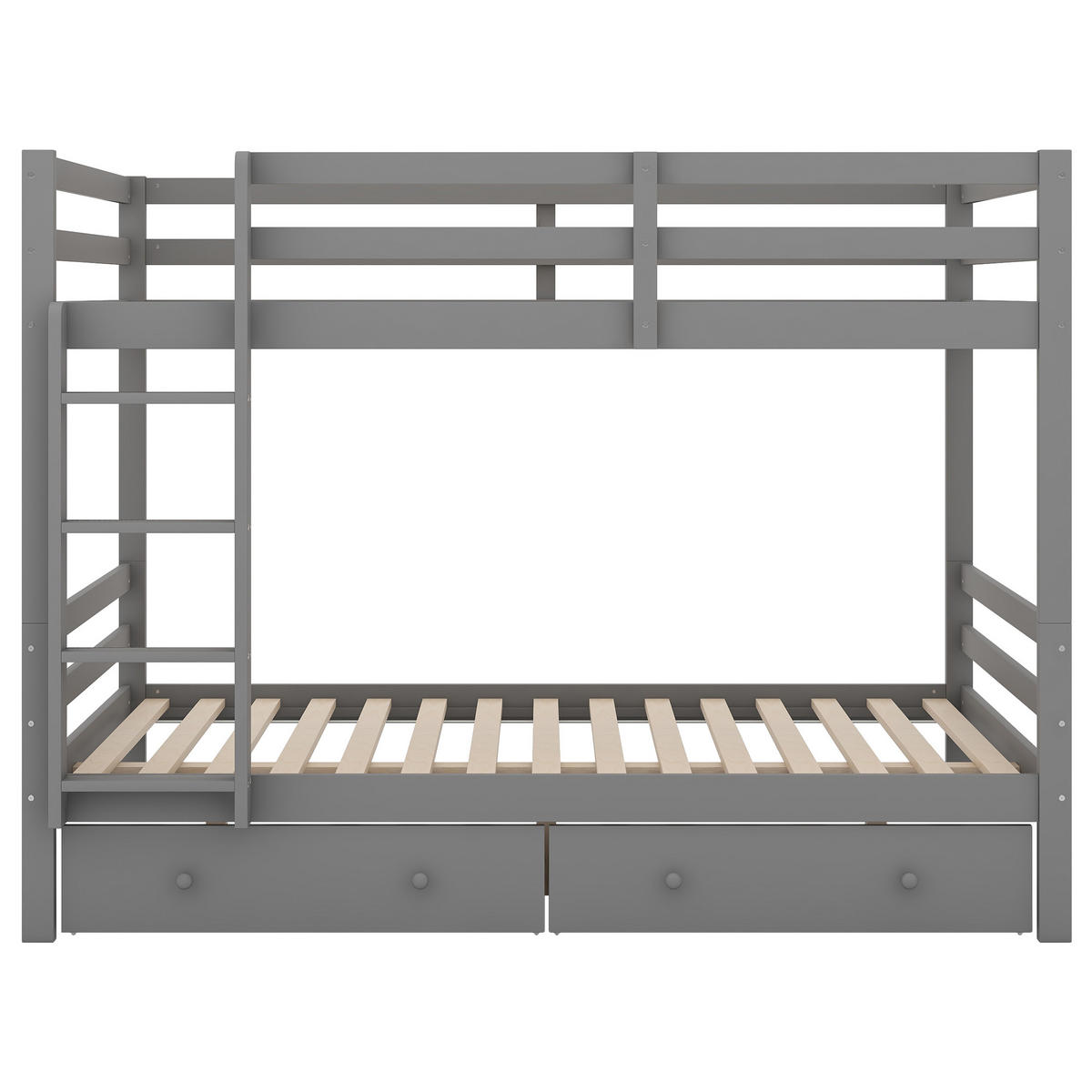 ETAGENBETT 140/200 cm grau mit Schubladen und hohem Geländer - Grau, Holz (140/200cm) - OKWISH