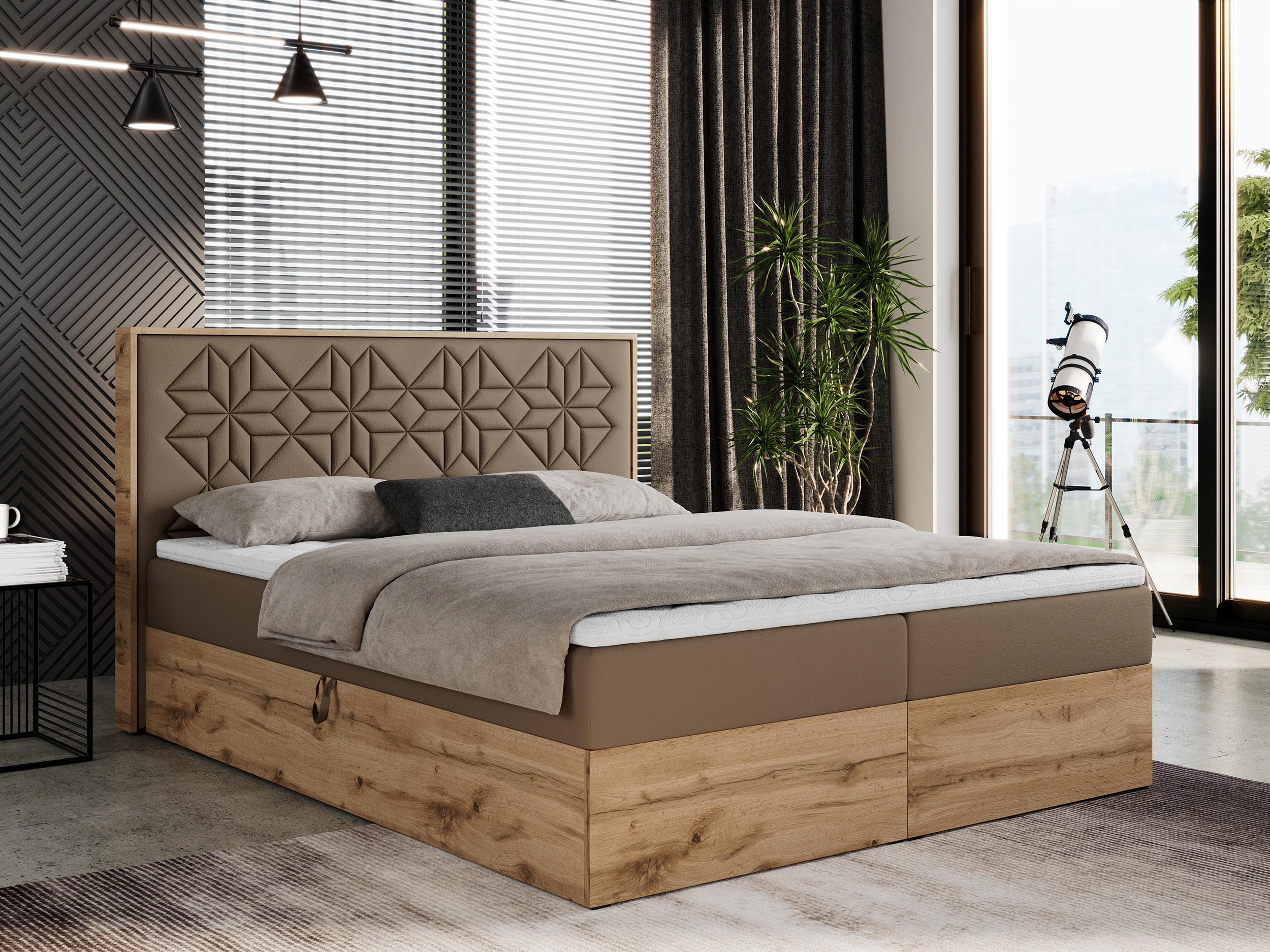 BOXBETT NESSI - 120/200 Braun Kunstleder - H3 - Braun, Holz/Textil (120/200cm) - MKS