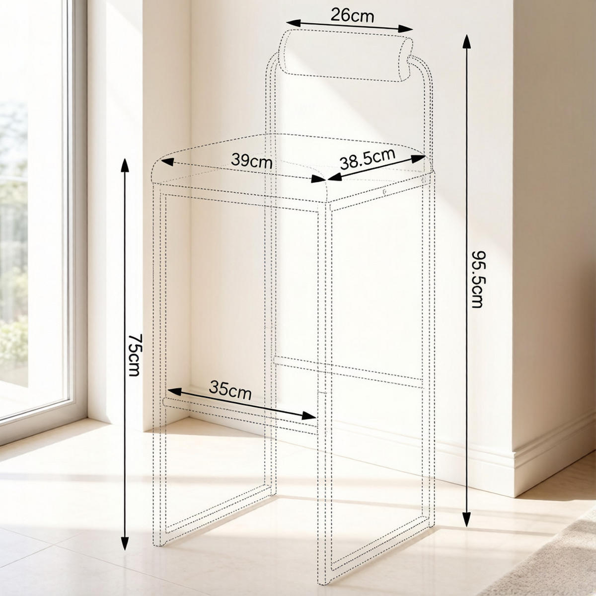 BARHOCKER DE-36215 2er Set mit Samtbezug Schwarz - Schwarz, Metall (39/95.5/38.5cm) - ComfortXL