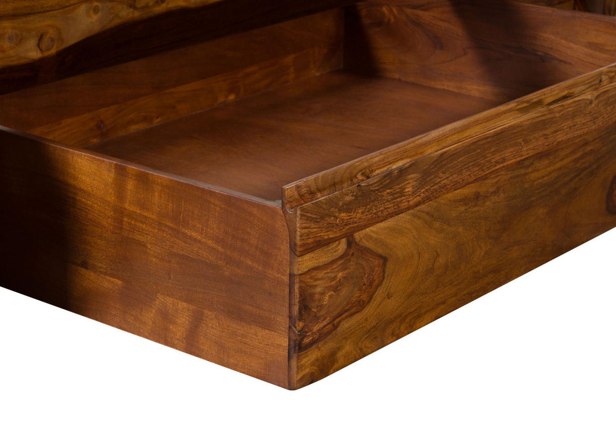 BETT mit Schublade Massivholz Sheesham 160 x 200 x 90 dunkelbraun TORONTO LUX #261 - Dunkelbraun, Holz (160/200cm) - Massivmoebel24
