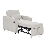 SCHLAFSESSEL 3-in-1 mit Liegefunktion 190 cm Holz/Stoff Beige - Beige, Holz (85/86/190cm) - Meubliv
